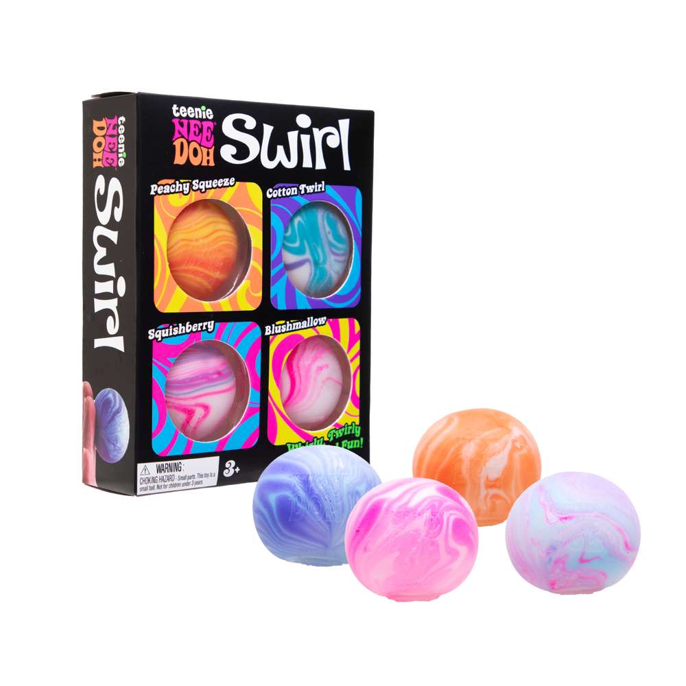 NeeDoh Swirl Teenie Classic Groovy Glob Marbled Look Stress Ball 4 Pack