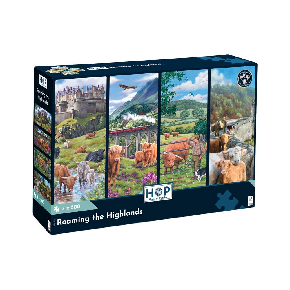 Roaming The Highlands - 4 x 500 Piece Puzzle-Jigsaw Puzzles