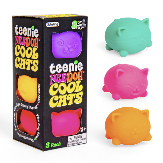 NeeDoh Teenie Cool Cats Classic Groovy Kitten Shaped Squishy 3 Pack