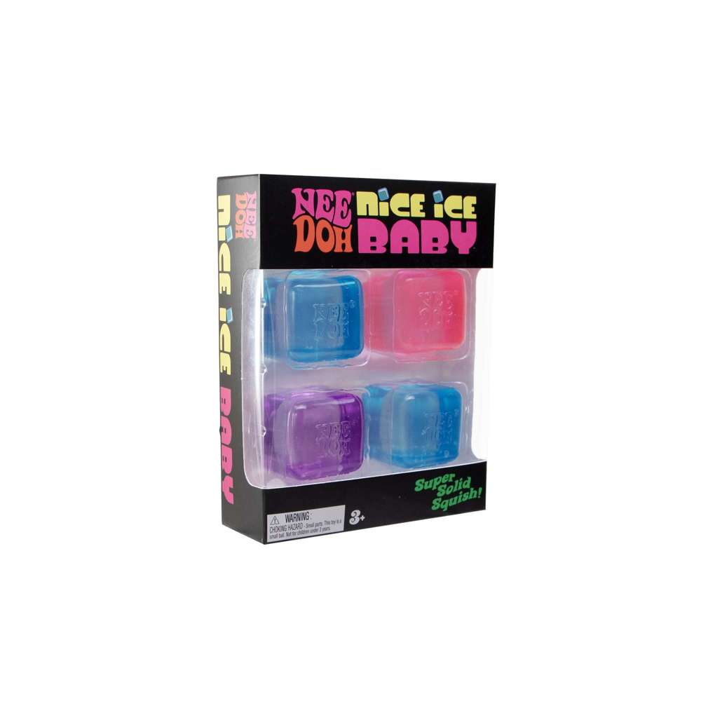 NeeDoh Nice Ice Baby Teenie Super Solid Squish Mini Cube Fidget Toy 4 Pack