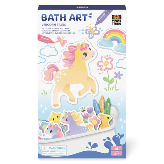 Tiger Tribe Bath Art Unicorn Tales - Kids' Foam Shapes Set & Crayons for Baths